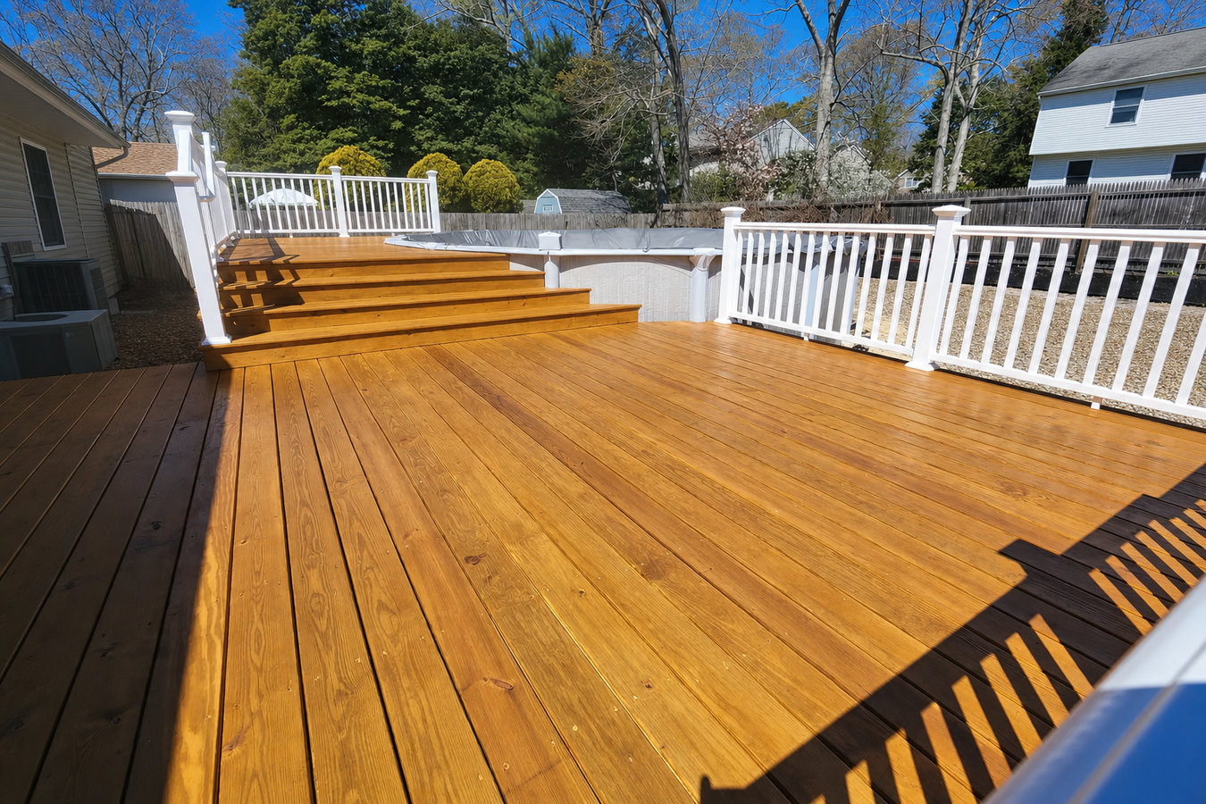 Cedar wood deck construction